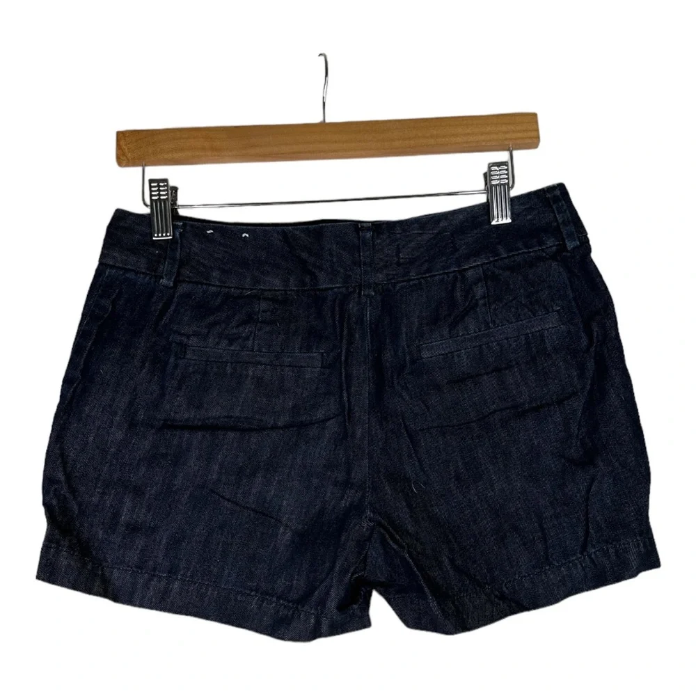 Ann Taylor LOFT SZ 2 Rivera‎ Jean Shorts Low-Rise Pockets Dark Wash Zip-Fly Blue